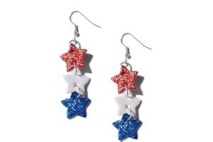 PopTopping American Independence Day Flag Earrings 4th Of July Dangle Earrings Patriotic Earrings For Women Teen Girls