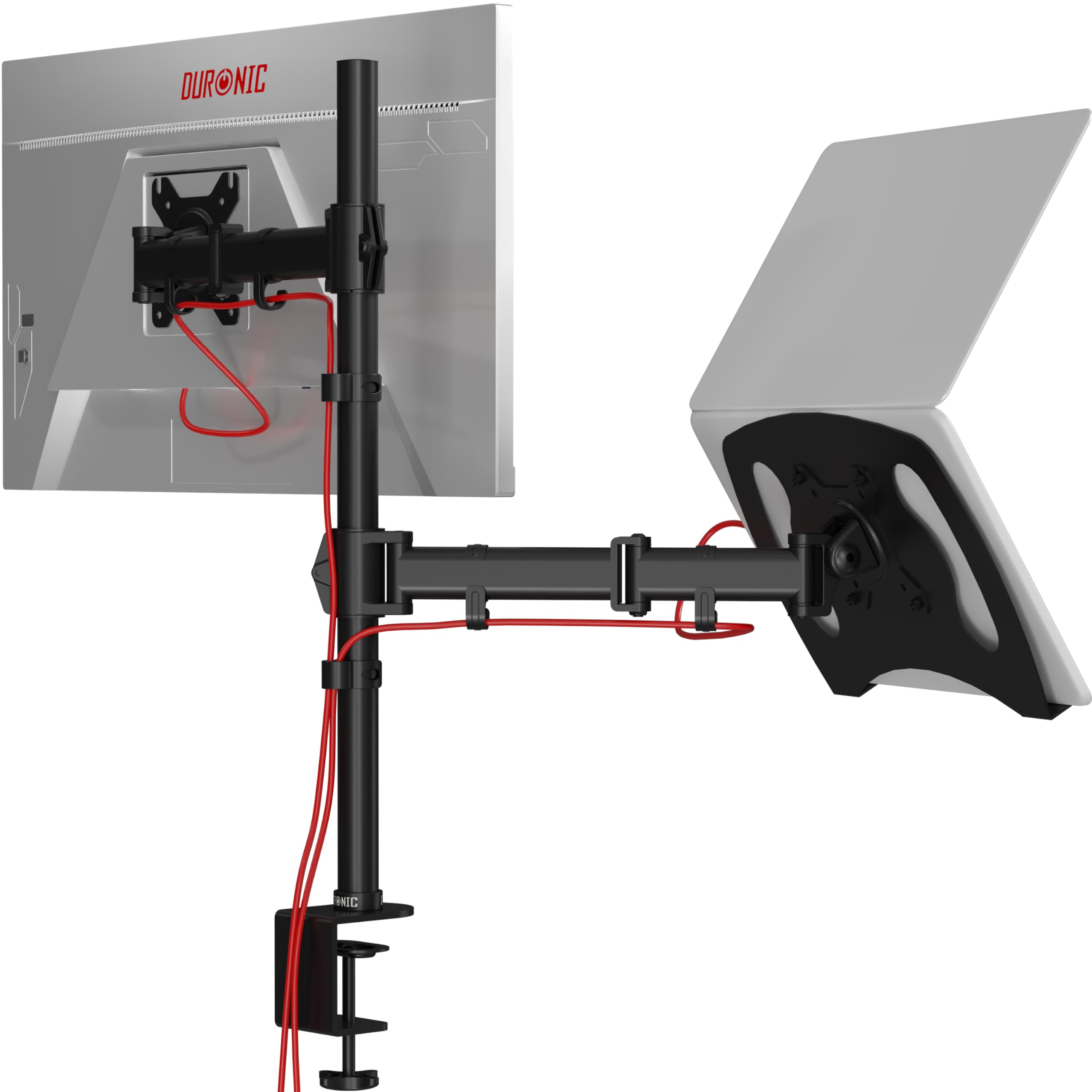 Duronic Monitor & Laptop Stand DM25L1X1 Dual Monitor Arms for 13-27” Screens Adjustable Desk Mount Stand Riser with VESA 75/100 for Home Office Work — image 1