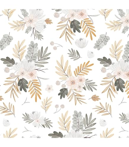Homya Watercolor Floral Wallpaper – Peel & Stick, Waterproof Vinyl, 17.3" X 393.7", Boho Vintage Design For Kitchen, Bedroom, Cabinets