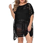 Chalier Womens Swimsuit Coverup Crochet Bathing Suit Cover Up, Plus Size Beach Cover Ups Hollow Out Bikini Dress
