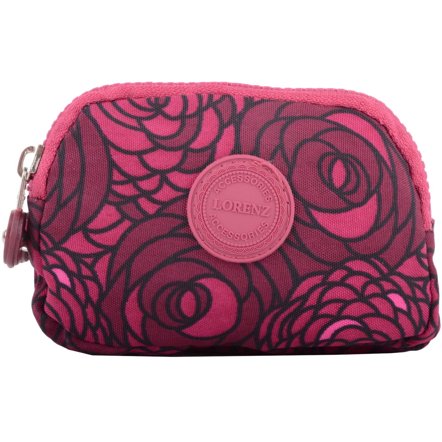 Womens Medium Triple Zip Coin/Money/Purse/Holder/Pouch Wrist Strap - Pink Rose