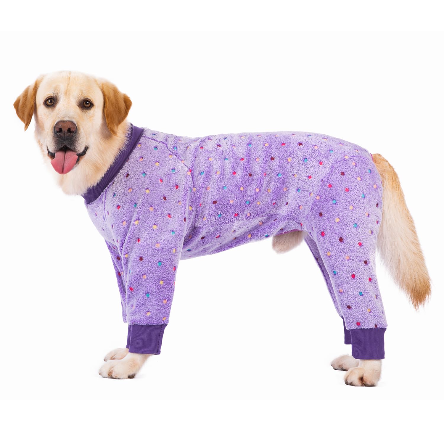 Dog Recovery Suit,Pet Winter Warm Quadruped Jumpsuit Pajamas, After Surgery Anti-Shedding Dog Onesie Coat,Cold Weather Pet Sweater Onesie for Medium Large Dog_26(Purple)