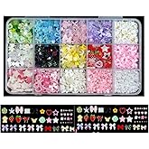 A Set Of Various Styles Of 3d Jewelry, Colorful Bow Nail Amulet And 3d Flower Amulet Set, Multi Color Mixed Shape Bow Nail Je