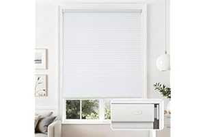 Joydeco No Tools No Drill Cordless Cellular Shades, Light Filtering Honeycomb Blinds for Indoor Windows, Thermal Insulating & Noise Reducing (White, 35" W x 64" H)