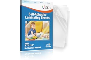 Uinkit Self-Adhesive Laminating Sheets, 4Mil 10 PCS 8.7 x 12.2 Inches Clear Self Sealing Laminating Sheets, Suitable for 8.5x