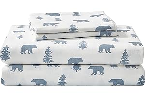 Eddie Bauer - Queen Sheets, Cotton Flannel Bedding Set, Brushed For Extra Softness, Cozy Home Decor (Bears & Trees, Queen)