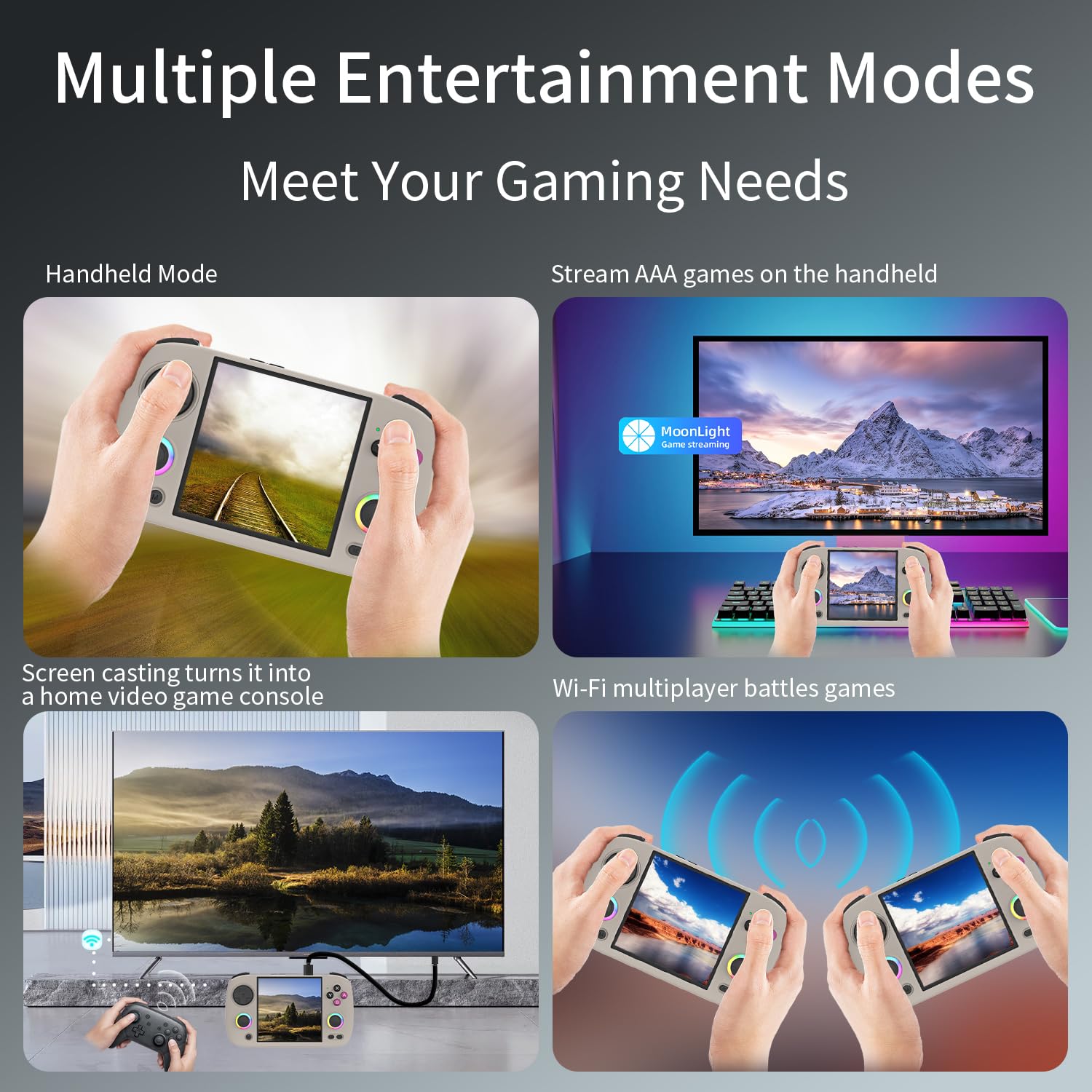 RG CubeXX Retro Handheld Game Console , 3.95 Inch IPS Screen Linux System Built-in 64G TF Card 5056 Games Support TV Output 5G WiFi Bluetooth 4.2 (Gray)