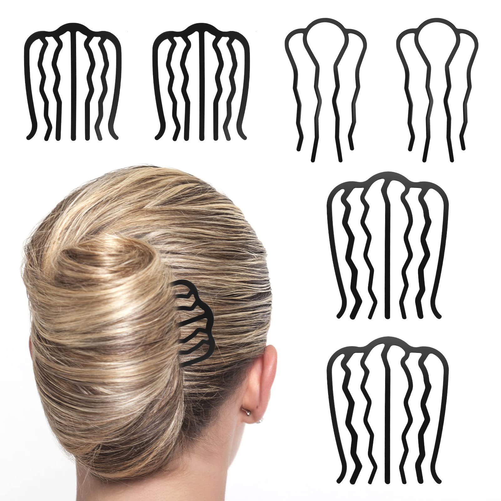 WLLHYF 6 PCS Hair Fork Clip Hair Side Combs U Shaped Messy Updo Bun Hair Pin Teeth Pins Stick Vintage Meatball Hair Styling Tool Accessories for Women Girls