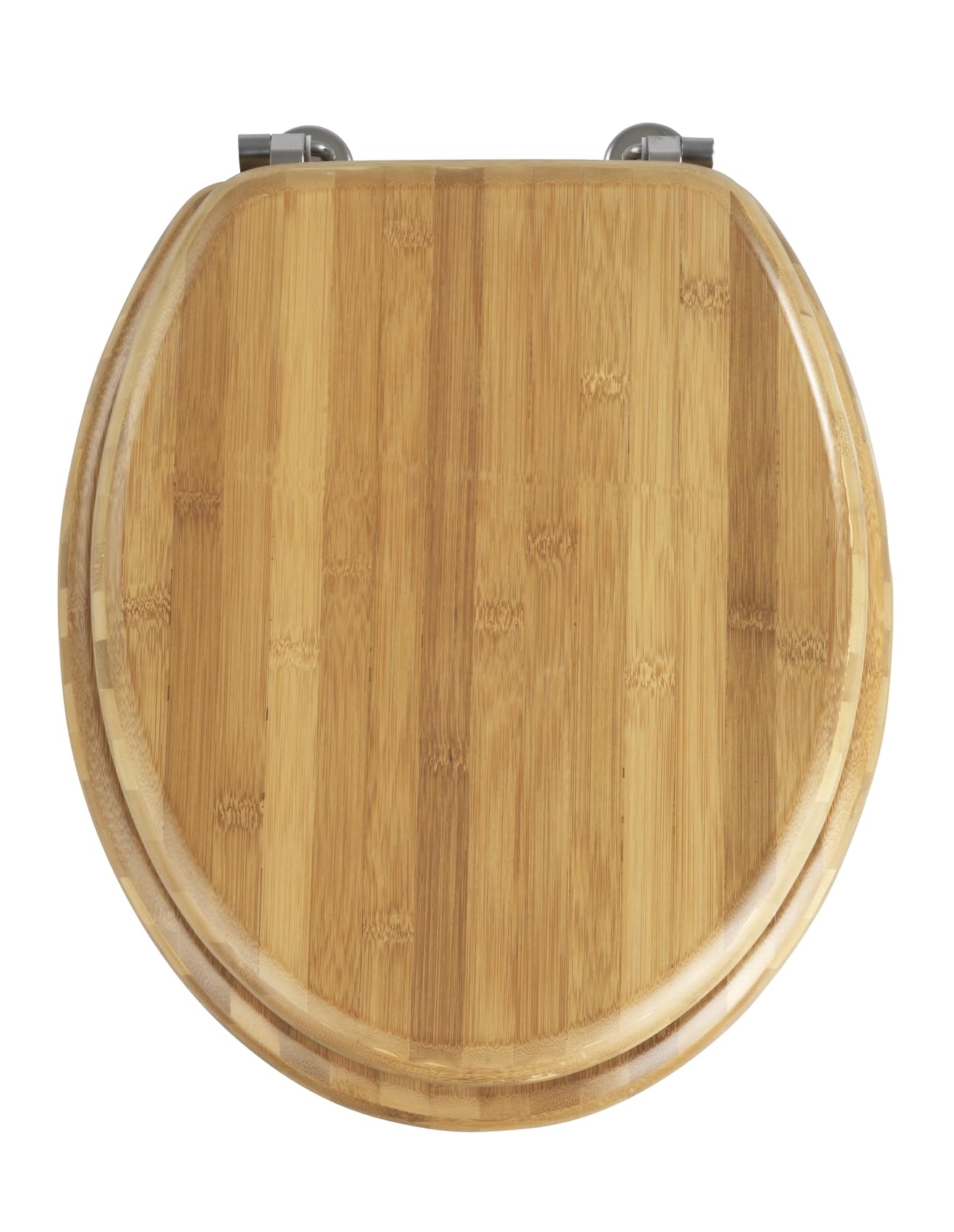 Wenko 144726100 Toilet seat Bamboo chromemetal mounting, Bamboo, 37 x 42.5 cm, Brown Dark Brown