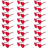 Jgalnim 24 Pack Heart Shaped Sunglasses,Valentine's Day Red Glasses,Women Rimless Heart Glasses for Valentine,Prop,Party Favors Bulk Mardi Gras Candy Color Sunglasses