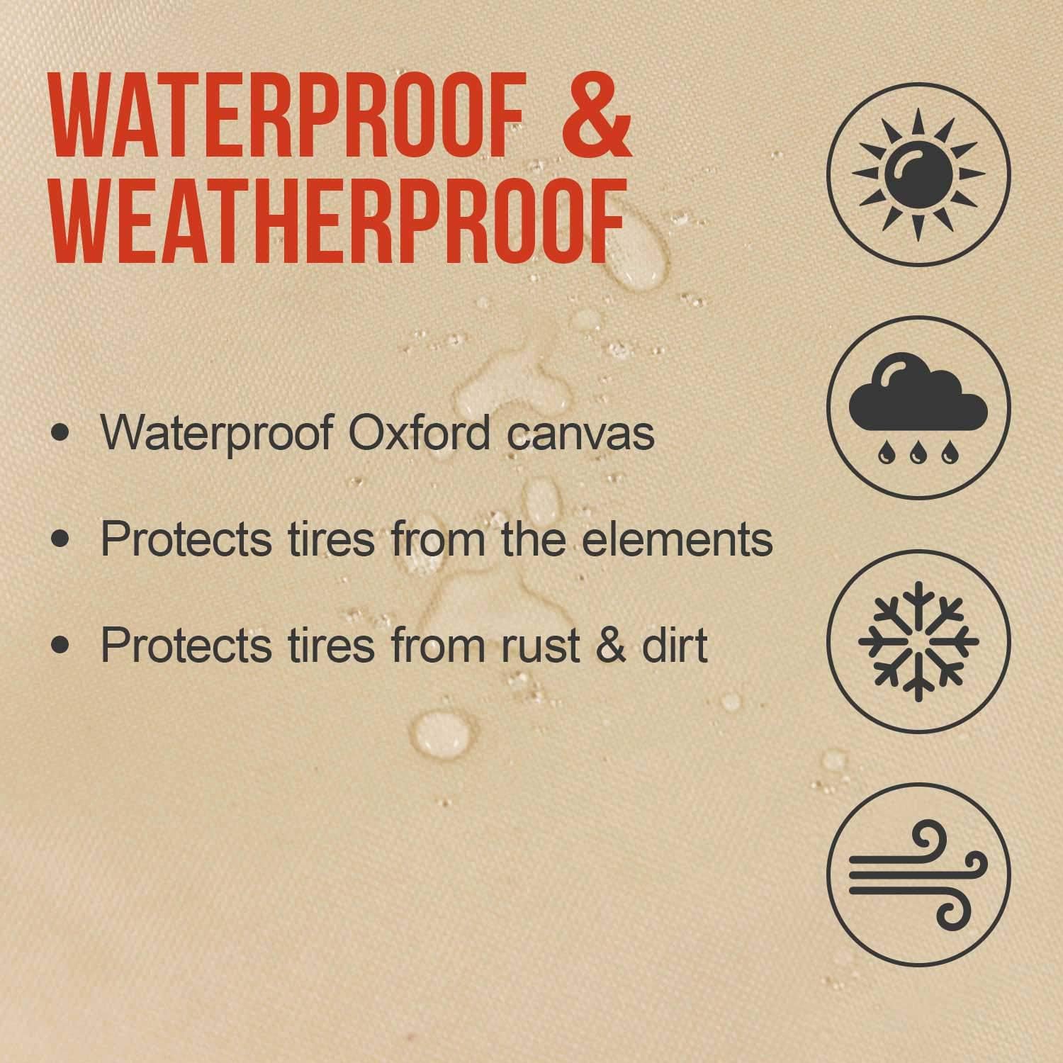 TCP Global Set of 4 Oxford Waterproof Canvas Wheel Tire Covers for RV Auto Truck Car Camper Trailer 27"-29" Diameter: Automotive