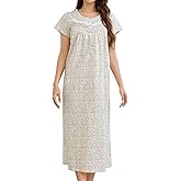 IZZY + TOBY Women's 100% Cotton Soft Nightdress Pajamas Short Sleeve Women Nightgowns