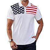 Arvilhill Men's 4th of July Polo Shirt American Flag Short Sleeve Golf Shirt