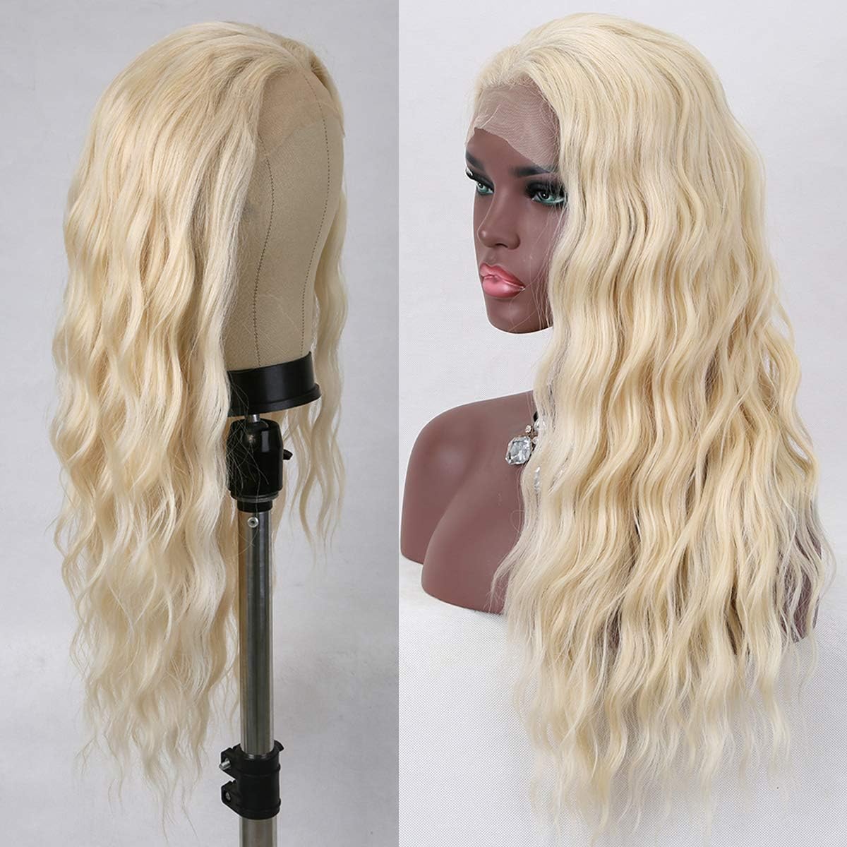 Miss Diva 13×6 Long Wavys Synthetic 613 Lace front wigs 20" for Women Synthetic Curly Wig Natural Looking Heat Resistant…