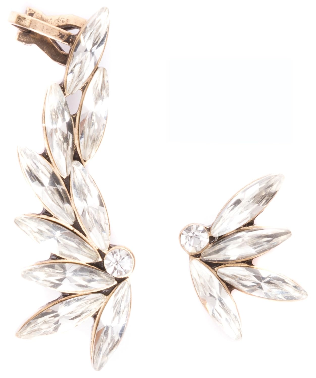 Happiness Boutique Damas Pendientes Ear Cuff Asimétricos con Cristales Color Claro 