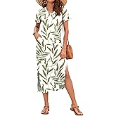 MISFAY Women Summer Maxi Dresses 2026 Casual Short Sleeve Long T Shirt Dress Split Beach Sundress Travel Vacation with Pocket