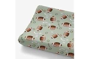 HawSkgFub Football American Sport Changing Pad Cover for Baby Boys, Green Football Game Diaper Change Table Covers, Ultra Soft Stretchy Breathable Safe Snug Fitted Changing Mat Sheet Fit 32"/34" x 16"