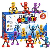 ArtCreativity 12 Pack Bendable Robot Figures, Anxiety Relief Toys, Robot Party Favors for Boys and Girls, Stress Relief Fidget Toys, Sensory Toys for Kids and Adults, Goody Bag Stuffers