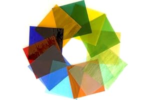 GONGWANTON Stained Glass Sheets, 6 x 6 Inches, Set of 12, Cathedral Art Glass for Suncatchers, Crafts, DIY Decor (Mix Color 4),Clear Glass