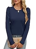 ANRABESS Womens Puff Long Sleeve Shirts Crewneck