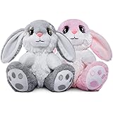 HO-EF 8.5" Easter Bunny Stuffed Animal, 2 Sitting Bunny with Flappy Ears Plush Bunny Cute Stuffed Rabbit Plush Toy, Companion