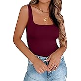 Zeagoo Women's Square Neck Double Lined Tank Tops Cute Summer Tops Slim Fit Basic Sleeveless Shirts