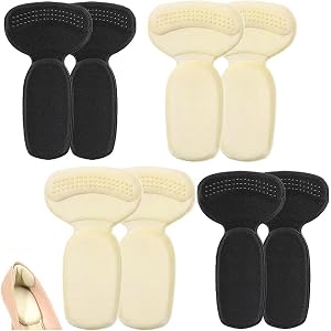 Heel Pads for Shoes Too Big, 4 Pairs Anti-Slip Heel Liners for Women Men, T-Shaped Heel Cushion Inserts for Loose Shoes, High