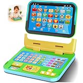 Learning Toy Laptop for Toddlers 1-3: 2-in-1 with 4 Modes &amp; 100+ Themes | Screen-Free Tablet for Early Learning with Lights &amp; Sound - Educational Toy Gift for Boys &amp; Girls Christmas or Birthday