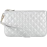 GAYI URBAN Quilted Wristlet Purse for Women, Vegan Leather Wristlet Pouch Zip Clutch Bag, Evening Clutch Purse with strap