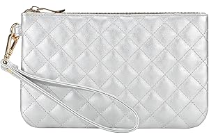 GAYI URBAN Quilted Wristlet Purse for Women, Vegan Leather Wristlet Pouch Zip Clutch Bag, Evening Clutch Purse with strap