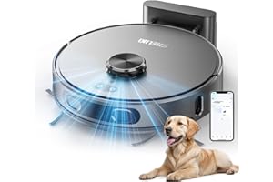 SHELIKI Robot Vacuum and Mop, Mapping Robotic Vacuums Cleaner with LiDAR Navigation Smart & Strong Suction, WiFi/App/Alexa/Voice Control, Obstacle Avoidance, for Home, Wood/Hard Floors, Pet Hair -Grey