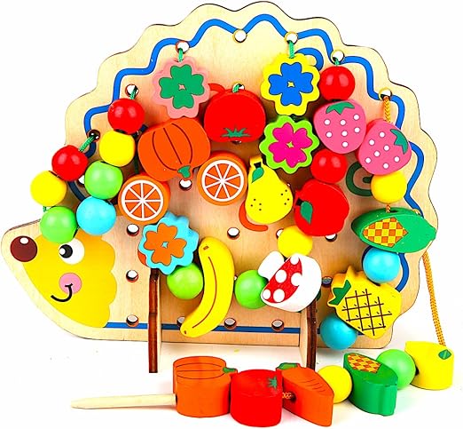 Lotus Life 知育玩具 紐通し ひもとおし おもちゃ 知育 木製 ルーピング ビーズコースター おもちゃ Amazon