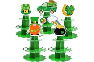 Tkifoda 5 Pcs St Patricks Day Money Holders for Cash, Double Layer Cardboard Money Holder Ornaments with 20 Holes, Shamrock Money Holders, Saint Patricks Day Table Decorations