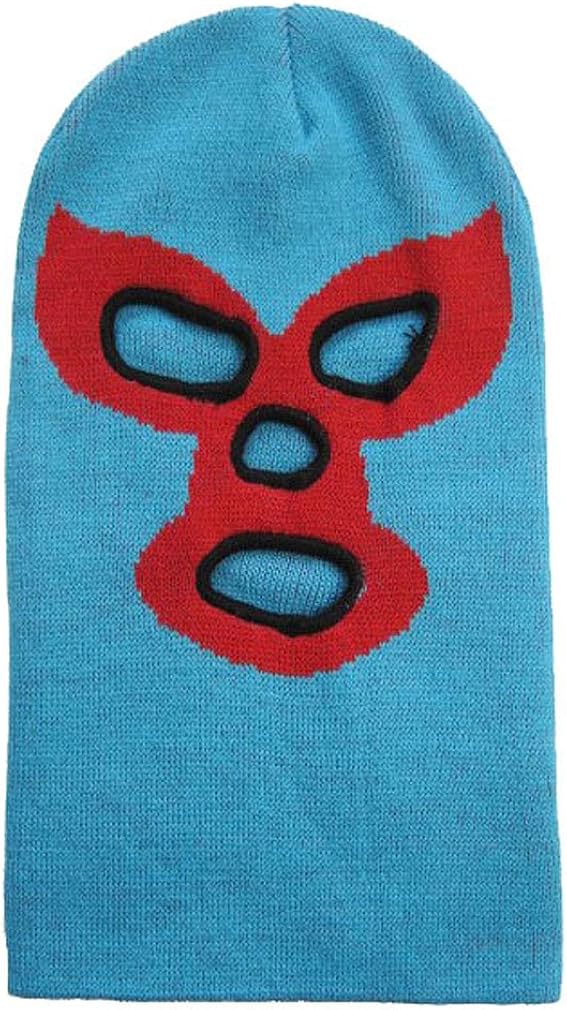 Punk Luchador Lucha Mexican Wrestler Blue Black Red Knit Ski Mask