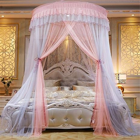 Fancylande Canopy Bed Curtains For Girls Bed Colorblocking Dome