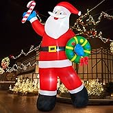 BRDJade 8FT Christmas Inflatable Santa Claus Outdoor Decoration, Inflatable Santa Holds Garland Blow Up Yard Decorations Built-in LEDs, Inflatable Christmas Decorations for Xmas Party Yard Garden Lawn