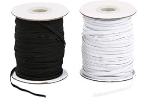 EVYIENEN Flat Elastic Band for Sewing, 1/4"100 Yards High Elasticity Elastic Cord Black＆White Elastic Rope Knit Elastic Spool for DIY Sewing Arts and Crafts
