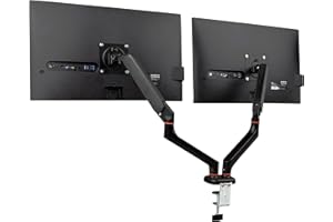 Mind Reader Dual Monitor Gas Spring Desk Mount, Counter-Balance Arm for 13"–32" Monitors, VESA 75x75 / 100x100, ±180° Rotatio