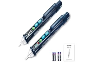 LETONNEY 2PCS Voltage Tester, Non Contact AC Voltage Tester Pen, Breakpoint Finder, Dual Range 12V-1000V/48V-1000V, Buzzer Flashing LED Alarm, Flashlight (Blue)