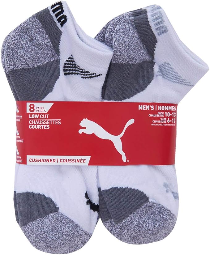 PUMA Mens No Show Low Cut Moisture Control Sport Socks (Shoe Size 612