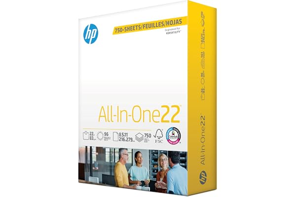 HP Printer Paper 8.5x11 AllInOne 22 lb 1 Bulk Pack 750 Sheets 96 Bright Made in USA FSC Certified Copy Paper HP Compatible 20