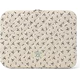 Puffy Laptop Sleeve 13-15.6 Inch Cute Quilted Laptop Protective Case Padded Floral Computer Sleeve for MacBook (A-Black, 11 Inch)