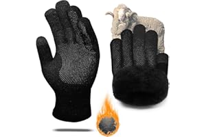 CozyGalar Winter Gloves Men Women, Thermal Merino Wool,6 Finger Touch Screen, Warm Fleece lined for Christmas