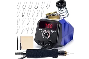 WEP 939D-V Wood Burning Kit 250-750℃/482-1382℉Adjustable Wood Burning Tool with Detachable Pen, 20 Wood burner Tips, WoodBurning Pen Holder Suitable for Pyrography, Leather Burning Kit