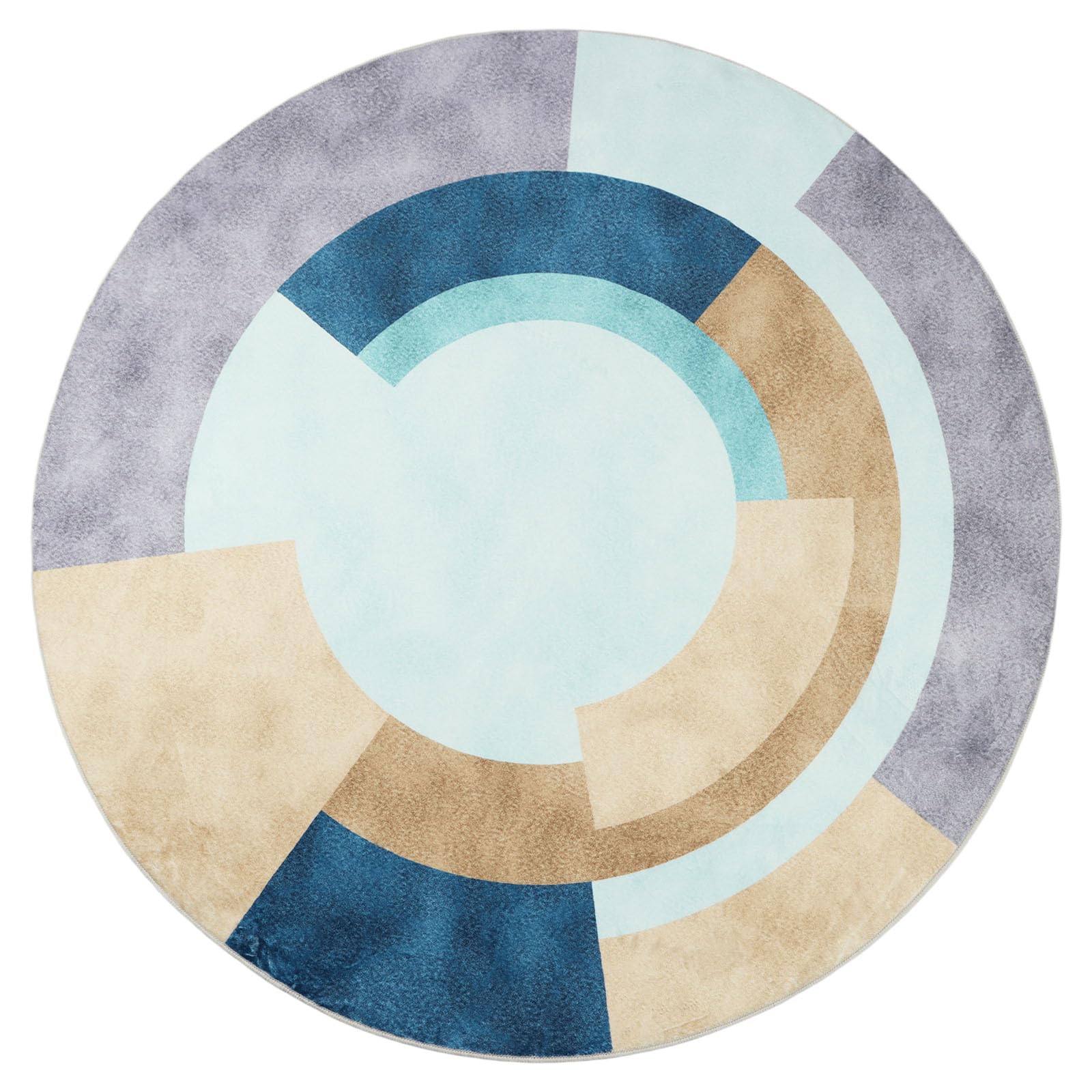 Betadistor Round Geometric Rug Modern Concentric Circle Durable Living Room Round Area Rug Non Slip Carpet Classic Hallway Kitchen Mat Rugs Diameter 120cm, Concentric Circle, 404-07120