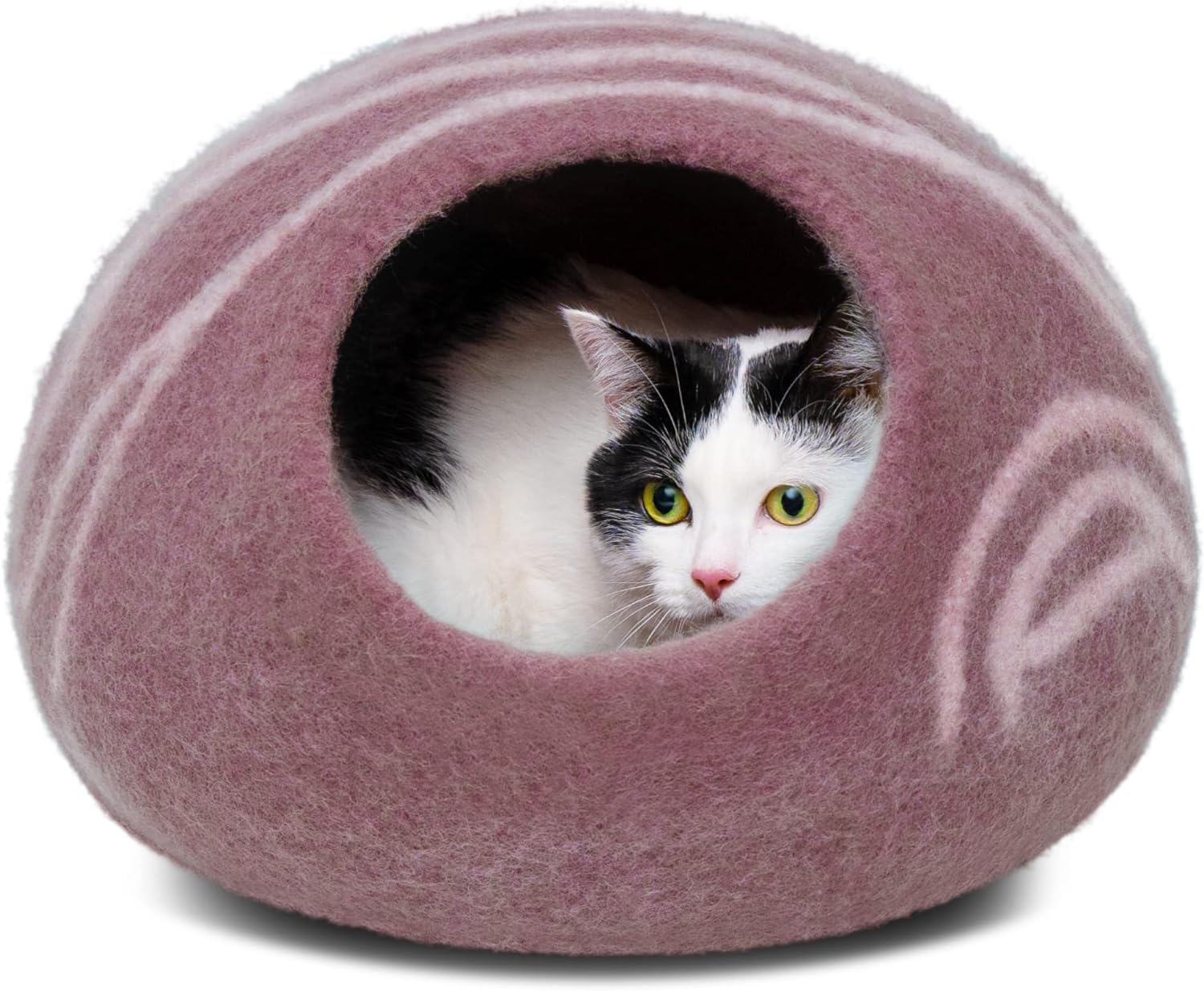 Photo 1 of MEOWFIA Cat Cave – Premium Felt Cat Bed for Indoor Cats, Handmade Merino Wool (Gold Rose, Large)
