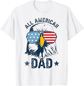 Retro All American Dad 4th of July Shirt Daddy Eagle USA T-Shirt