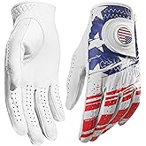 Golf Gloves Men All Premium Cabretta Leather 1 Pack with 2 Ball Marker, Mens Golf Glove Right Handed Golfer Left Hand All Weather Grip, Fit Size Small Medium ML Large XL