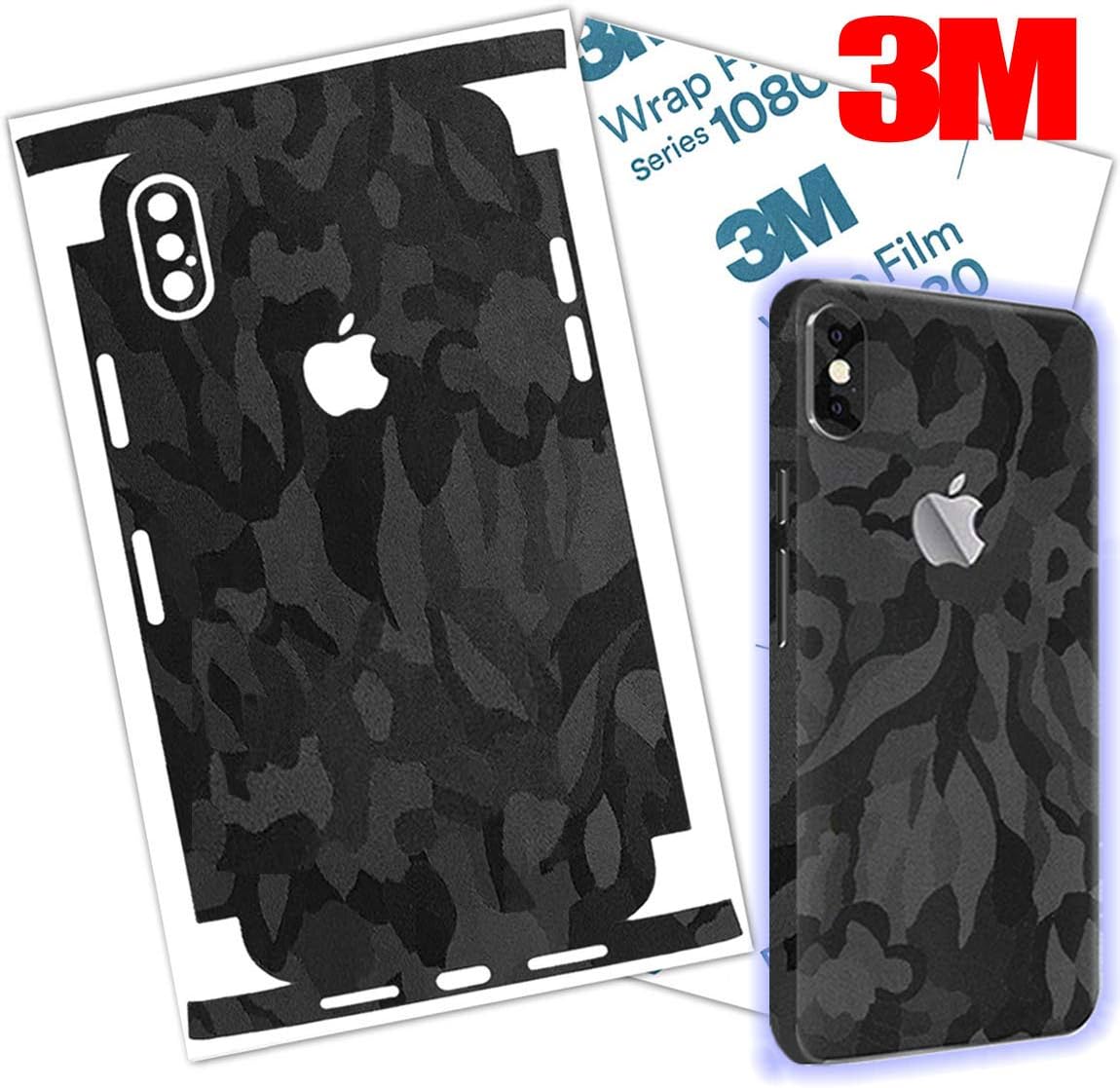 Betxell Camo iPhone Skin Protective 3M 1080 Film wrap Around Edges Cover Black Skin for iPhone 7, 8, 8 Plus, X, Xs, Xs Max (iPhone Xs)