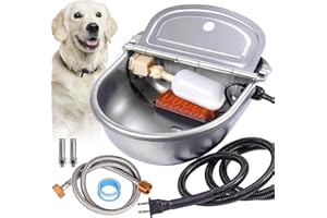 KHEARPSL Heated Automatic Dog Water Bowl Dispenser Outdoor Pet Thermal-Bowl with Anti Chew Cord, Auto Filling Heated Waterer 